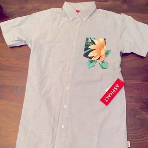 The Calm Palm Shot Sleeve Oxford in Light Blue